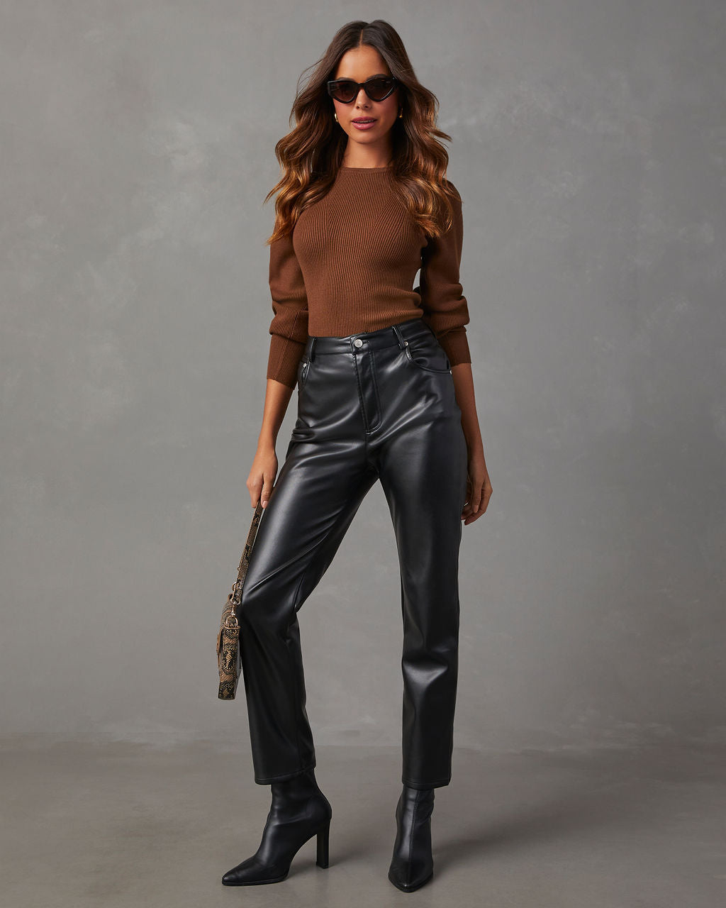 Carsian Ribbed Puff Sleeve Sweater