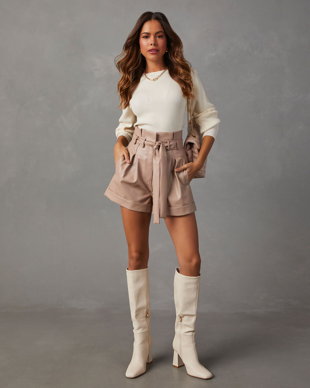 Carsian Ribbed Puff Sleeve Sweater