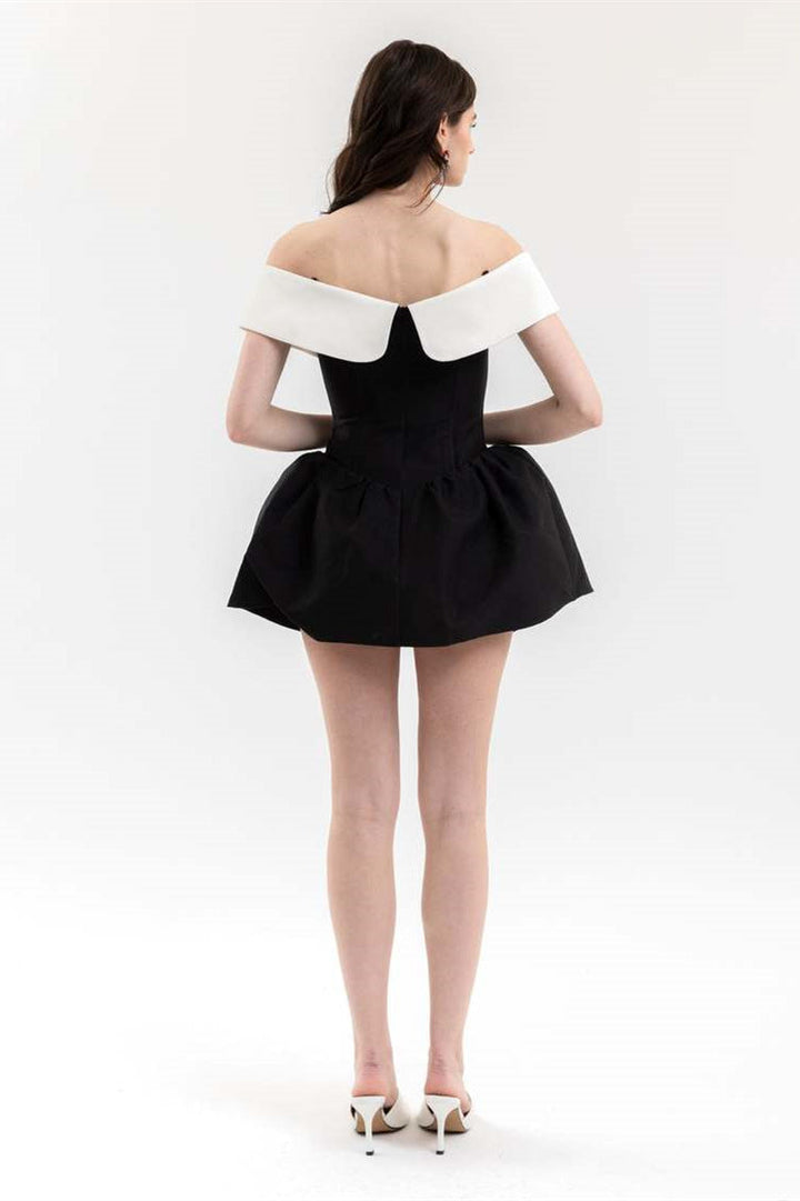 Antonia Düşük Omuz Diamante Fiyonklu Mini Elbise