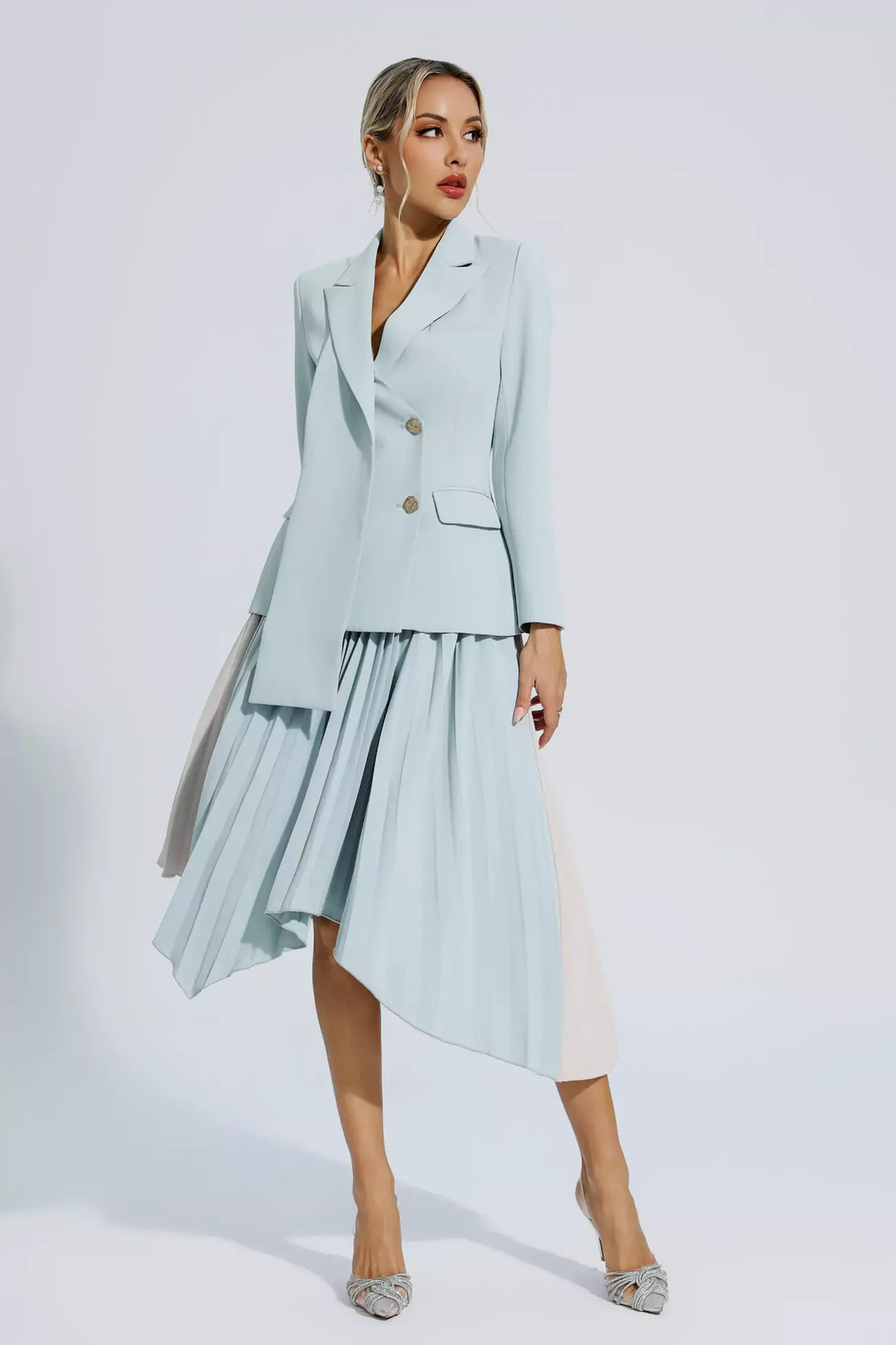 Blaire Gri Dantelli Blazer Takım