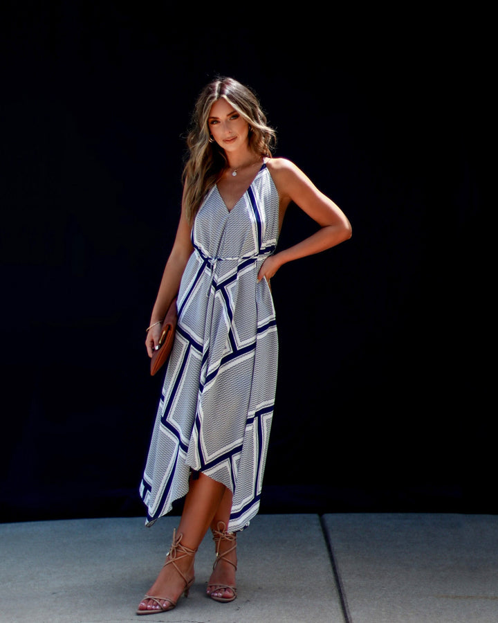 Gerritsen Baskılı Beli Bağlamalı Midi Elbise