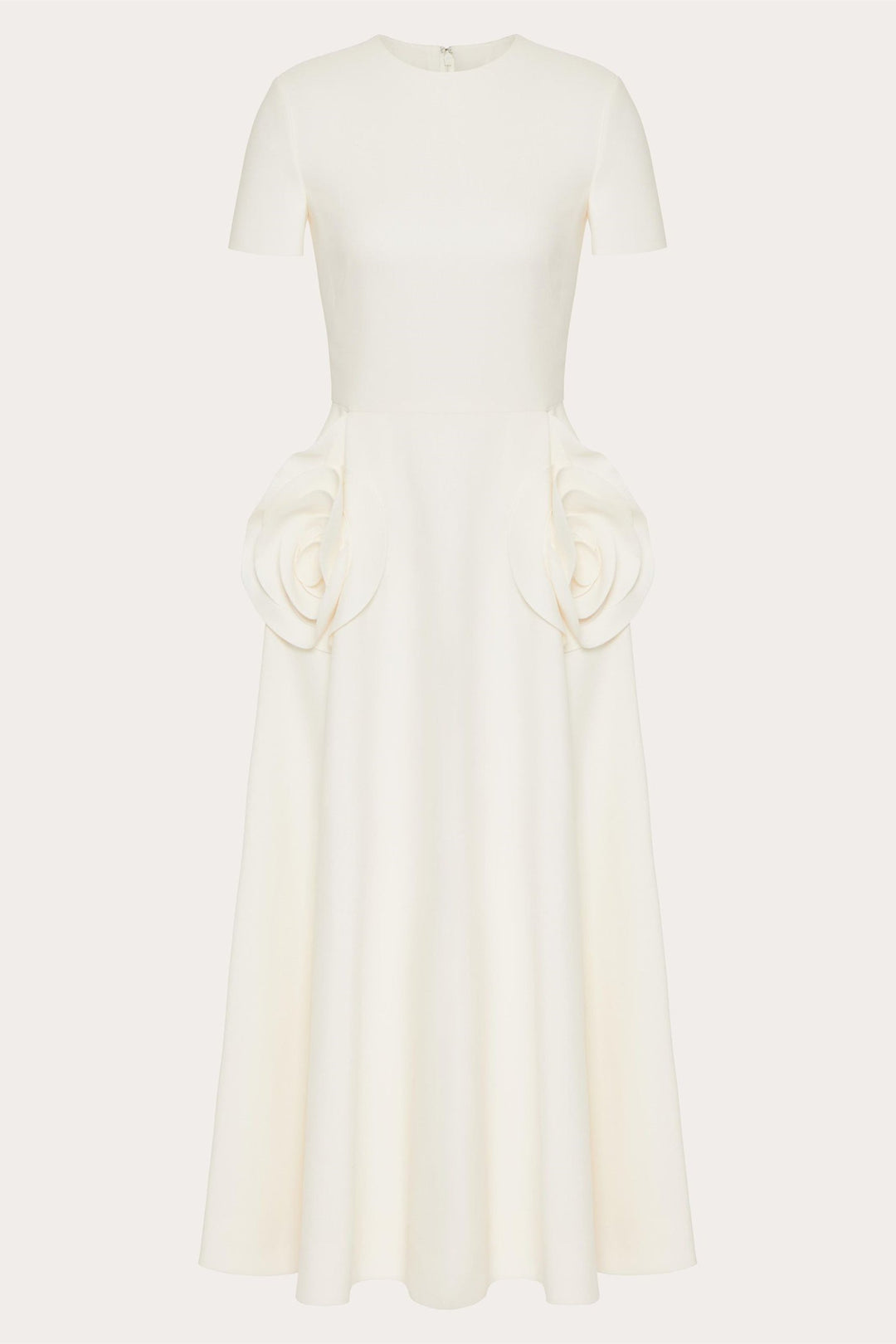 Ava Çiçek Aplikeli Kısa Kollu Midi Elbise