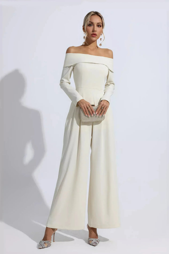 Cassidy Kayısı Düşük Omuz Drapeli Tulum