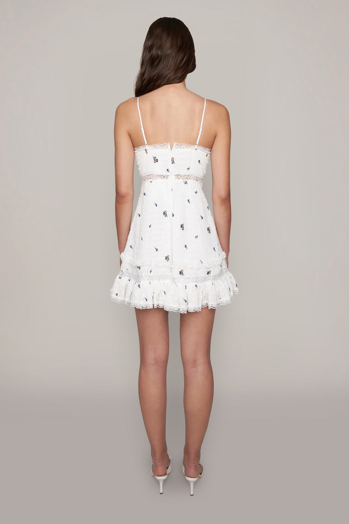 Setlla İşlemeli Çiçek Mini Slip Elbise