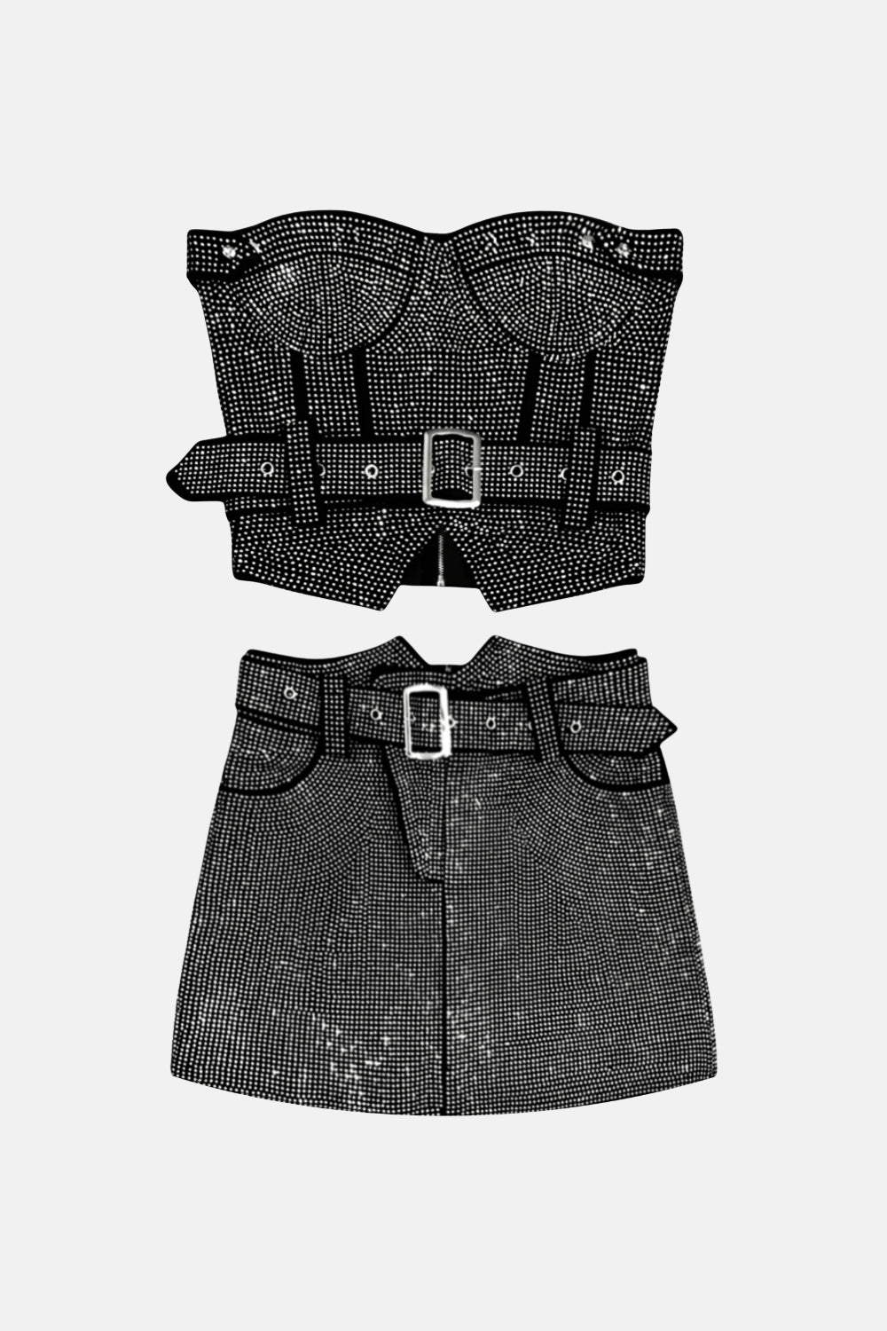 Veronica Pırlanta İşlemeli Kuşaklı Etek Takım