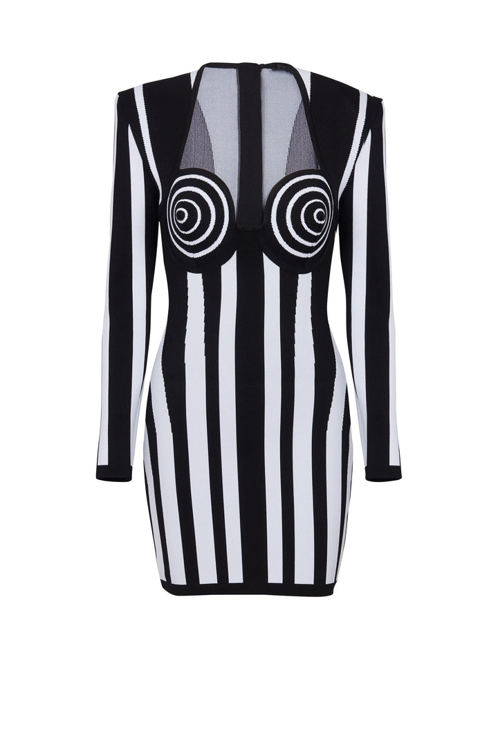 Doris Sweetheart Çizgili Triko Mini Elbise