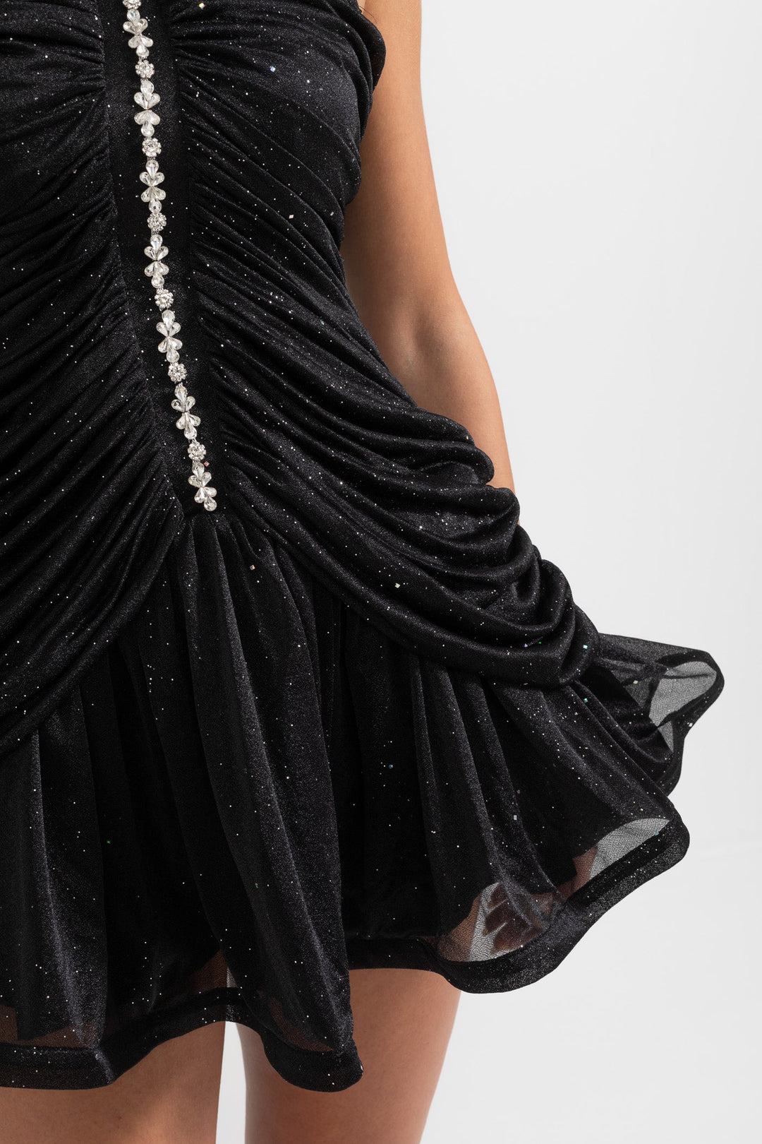 İnci Desenli Kolsuz Halter Elbise