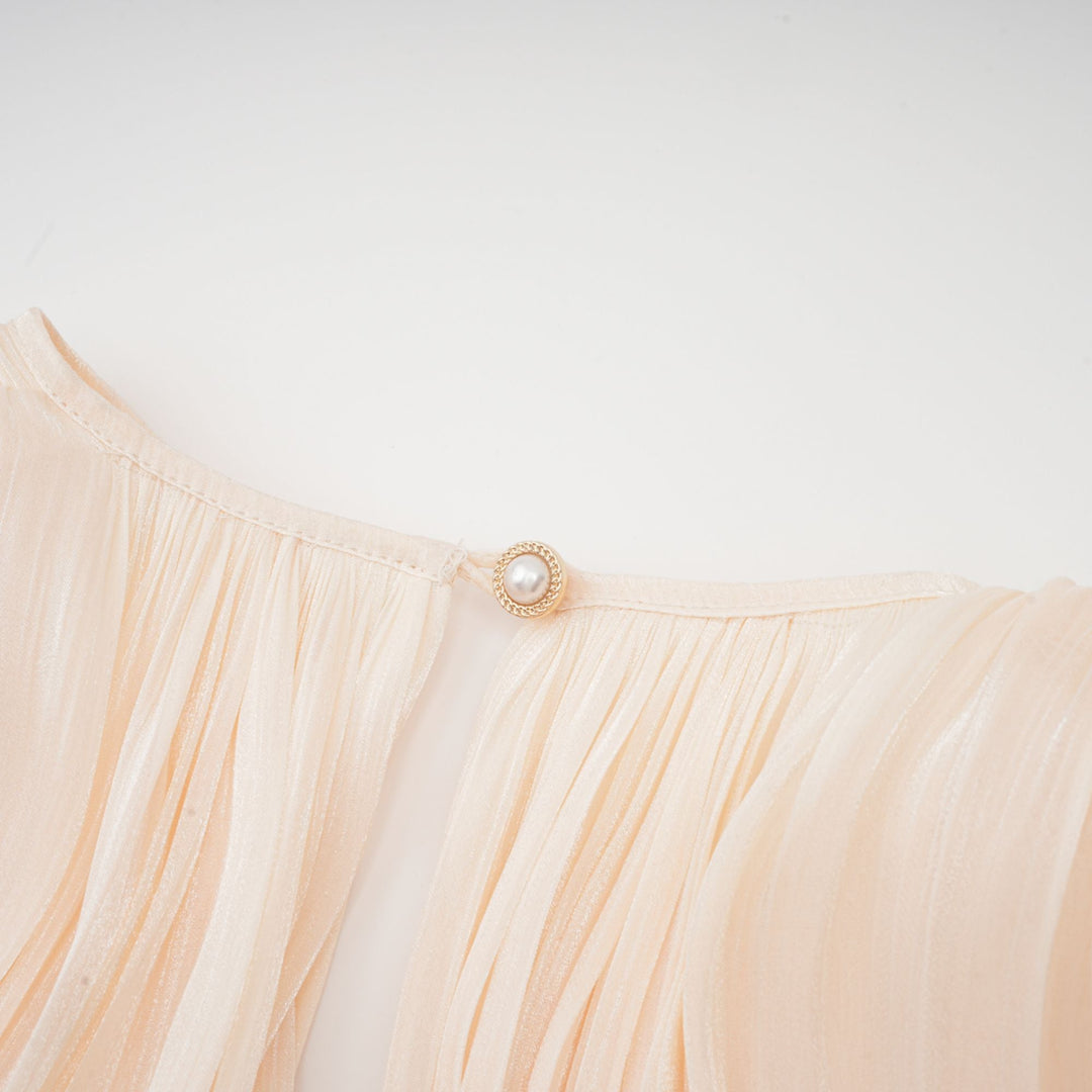 Eugénie Nötr Pilili Fırfırlı Mini Elbise