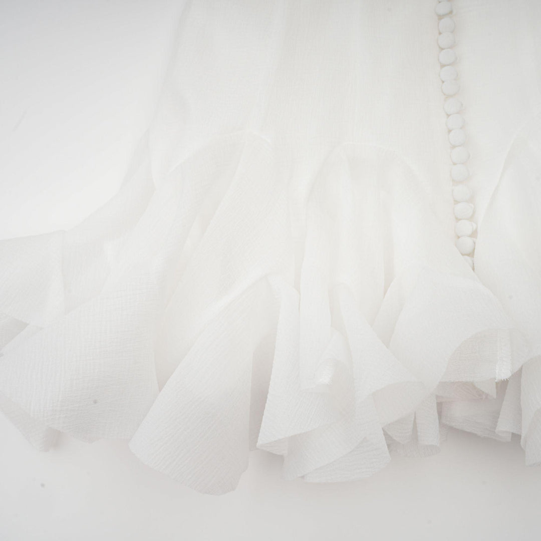 Aurora Fırfır Detaylı Beyaz Mini Elbise