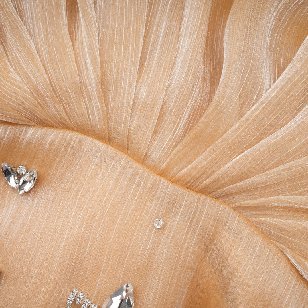 Adelina Altın Kristal Süslemeli Panelli Mini Elbise