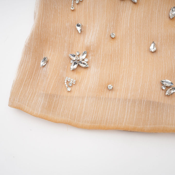 Adelina Altın Kristal Süslemeli Panelli Mini Elbise