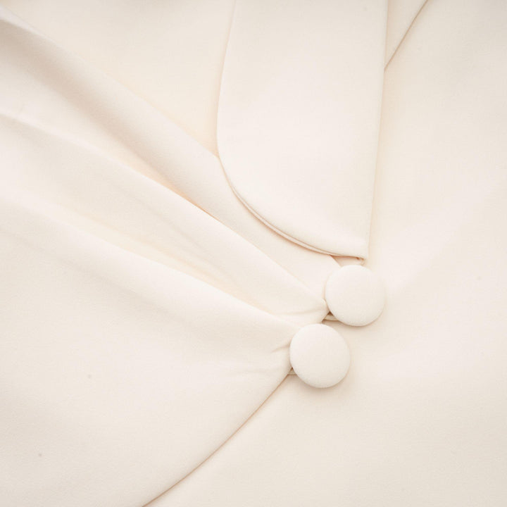 Opulent Grace İşlemeli Krem Blazer Elbise