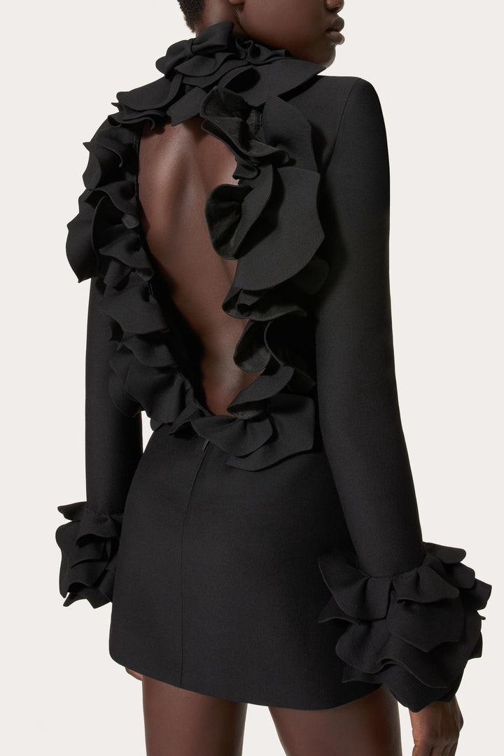 Elaine Sırtı Açık Fırfırlı Mini Elbise