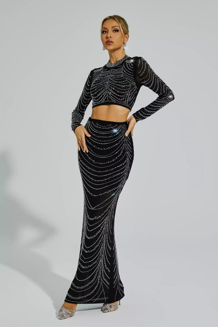 Elva Siyah Sıcak Pırlanta Damga Seti