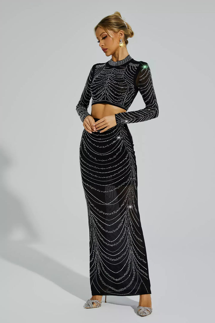 Elva Siyah Sıcak Pırlanta Damga Seti