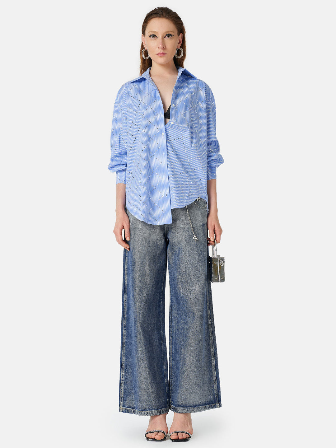 Fırçalanmış Gümüş Degrade Denim Kot