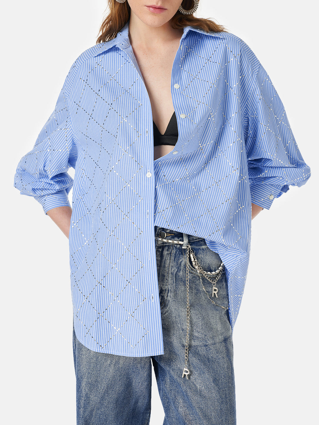 Fırçalanmış Gümüş Degrade Denim Kot