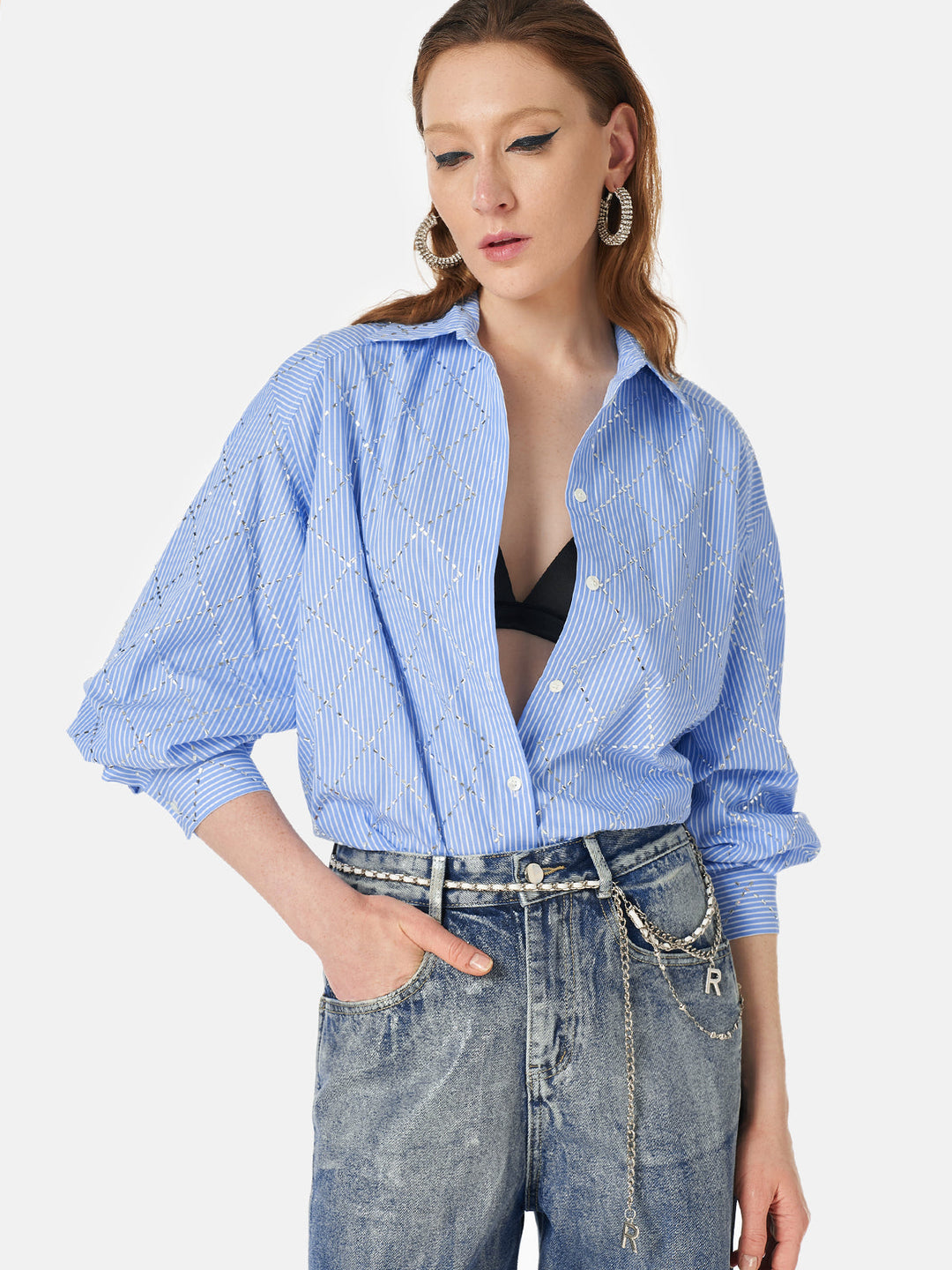 Fırçalanmış Gümüş Degrade Denim Kot