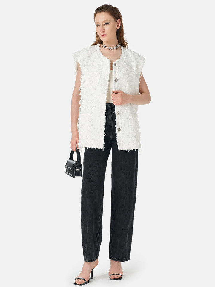 Dokulu Karışık Kumaş Yelek