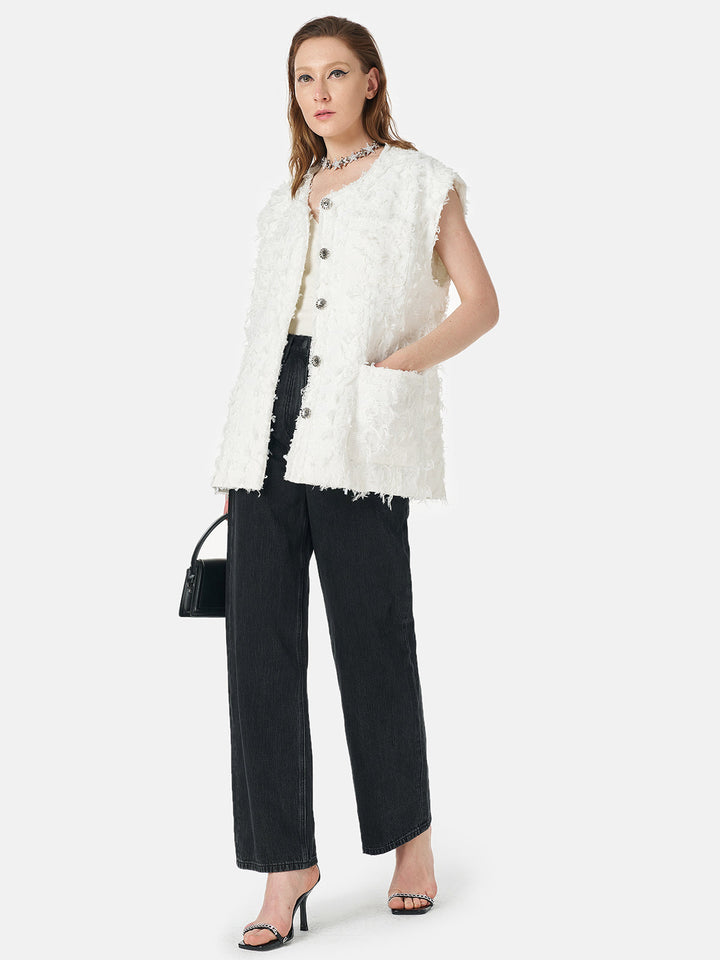 Dokulu Karışık Kumaş Yelek