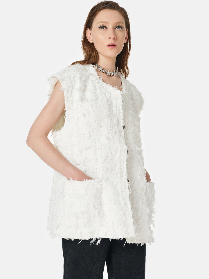 Dokulu Karışık Kumaş Yelek