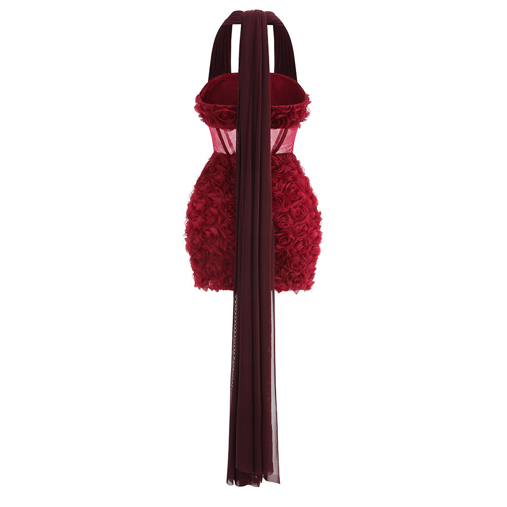 Olympia Korse Gül Mini Elbise