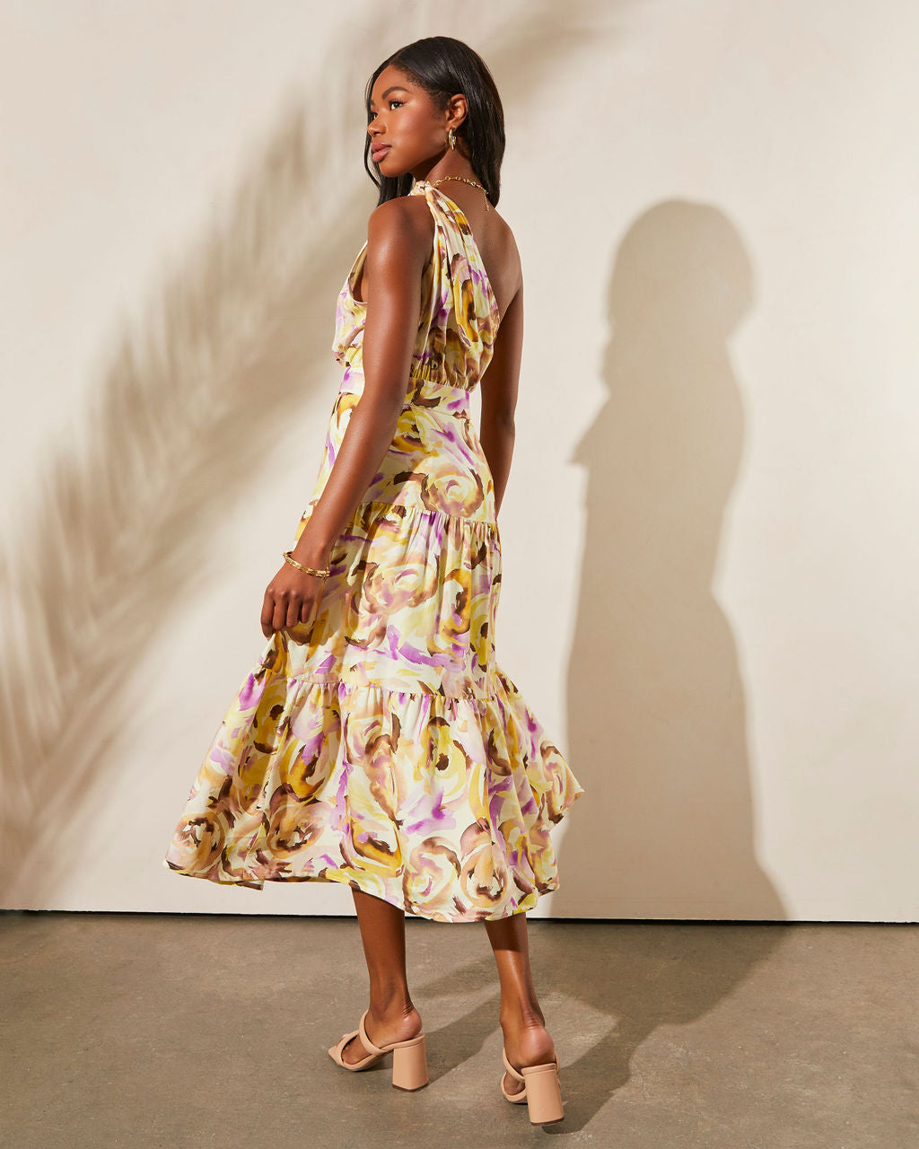 Isidore Tek Omuz Katlı Midi Elbise