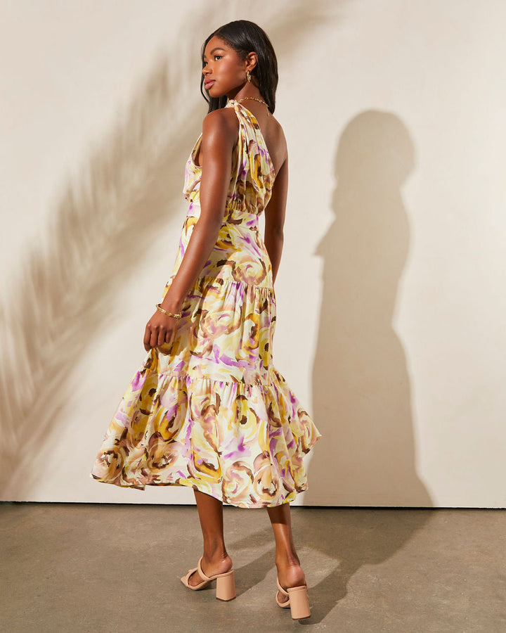 Isidore Tek Omuz Katlı Midi Elbise