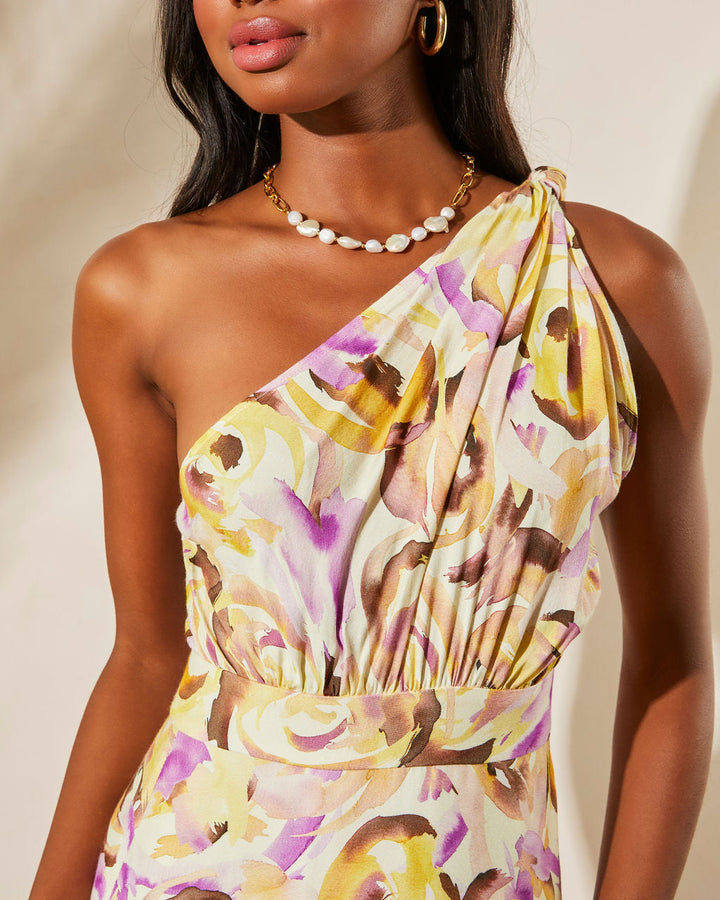 Isidore Tek Omuz Katlı Midi Elbise