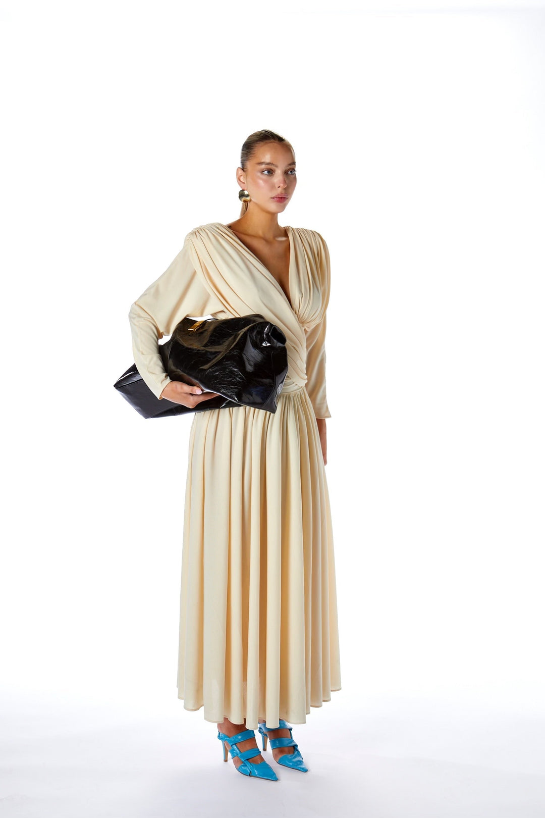 Venüs Haç Drapeli Sırtı Açık Uzun Elbise