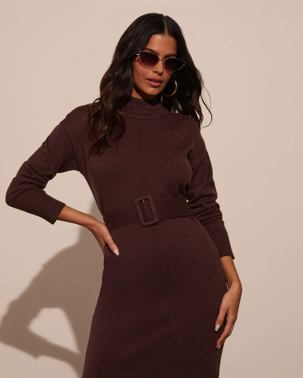 Huntley Mockneck Midi Kazak Elbise