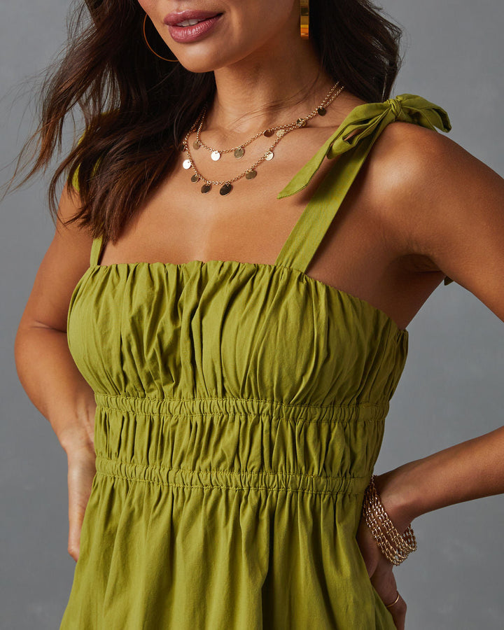 Briella Omuzdan Bağlamalı Katlı Midi Elbise