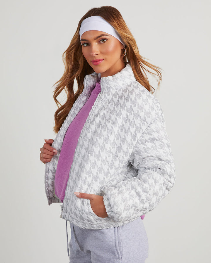 Blaine Glitter Houndstooth Puffer Jacket