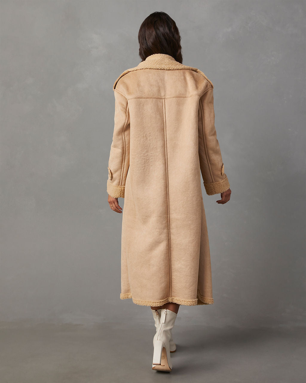 Hobbes Sherpa Lined Suede Pocketed Coat