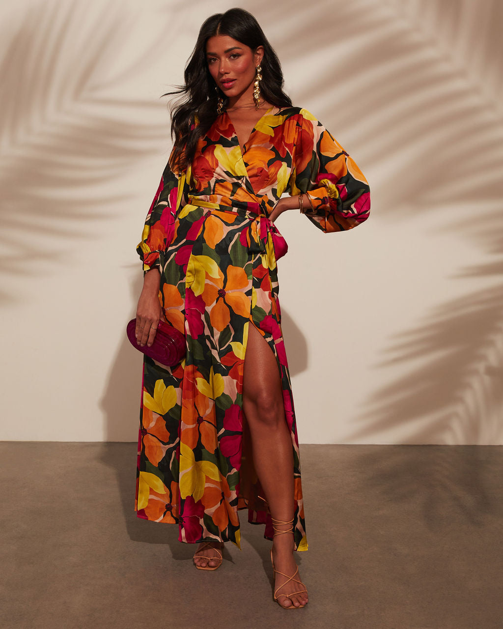 Eurosun Çiçek Desenli Anvelop Midi Elbise