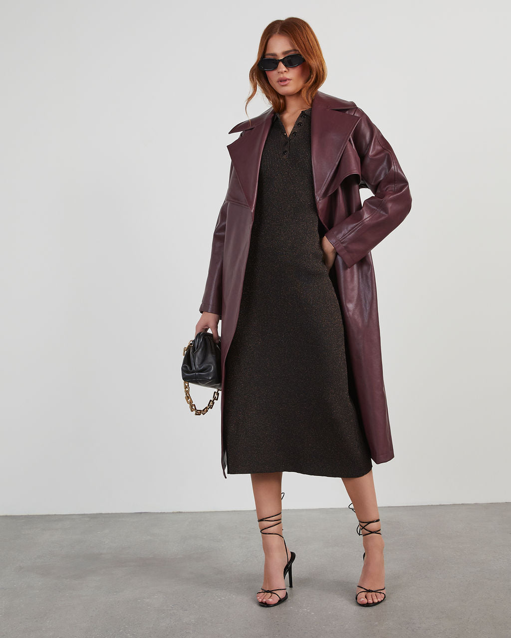 Aubree Uzun Kollu Triko Midi Elbise