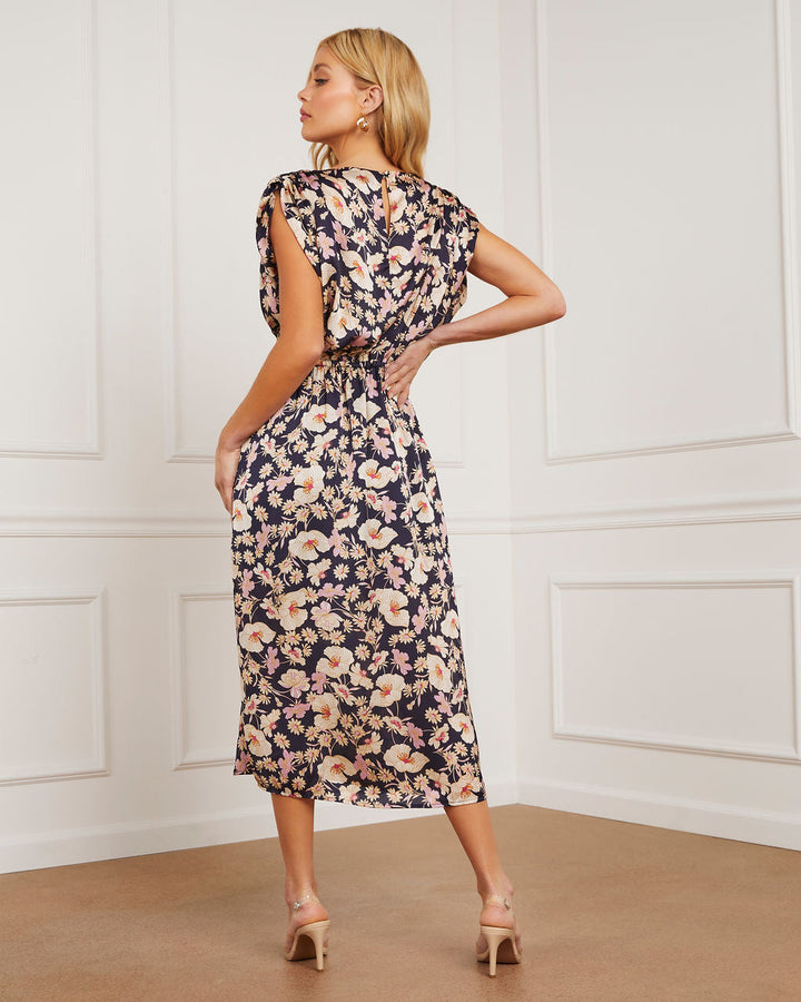 Morrison Çiçekli Saten Midi Elbise