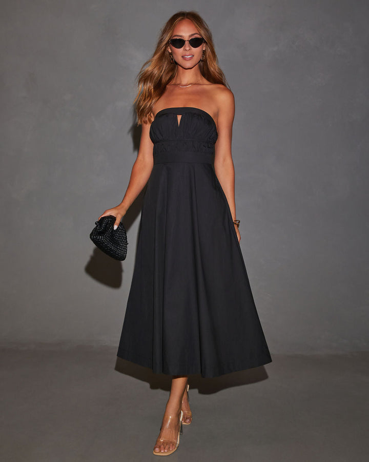 Ryann Straplez Önü Kesikli Midi Elbise