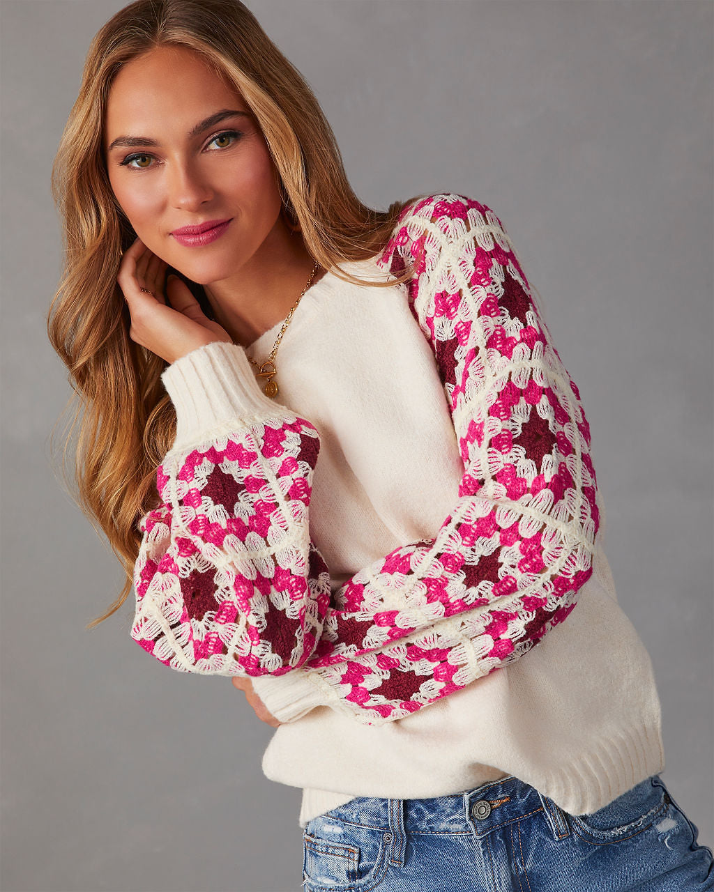 Gertrude Crochet Knit Sweater