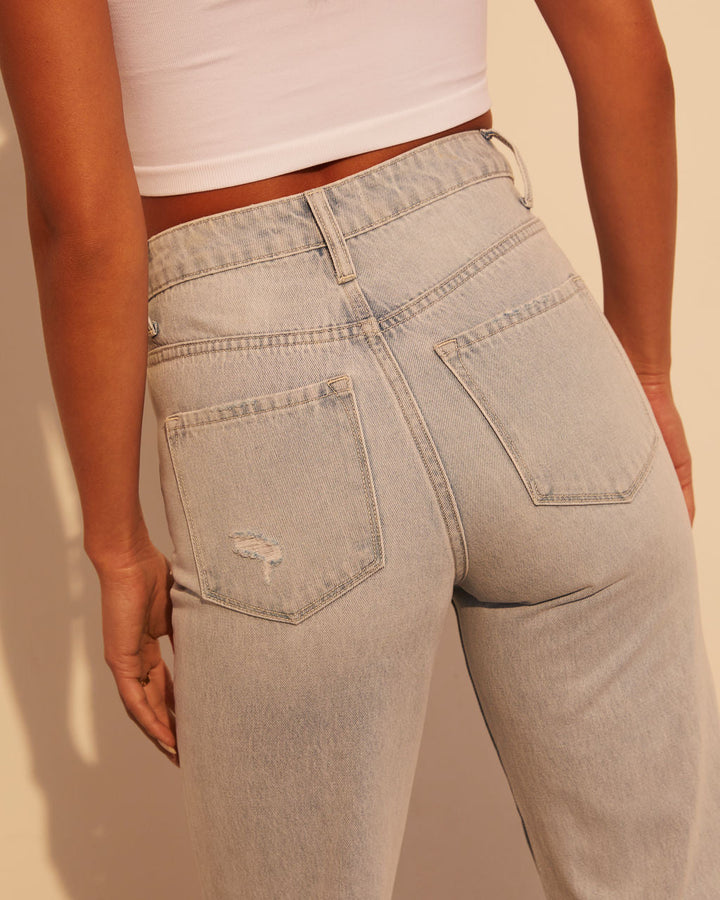 Alycia Yüksek Bel Eskitme Geniş Paça Jean