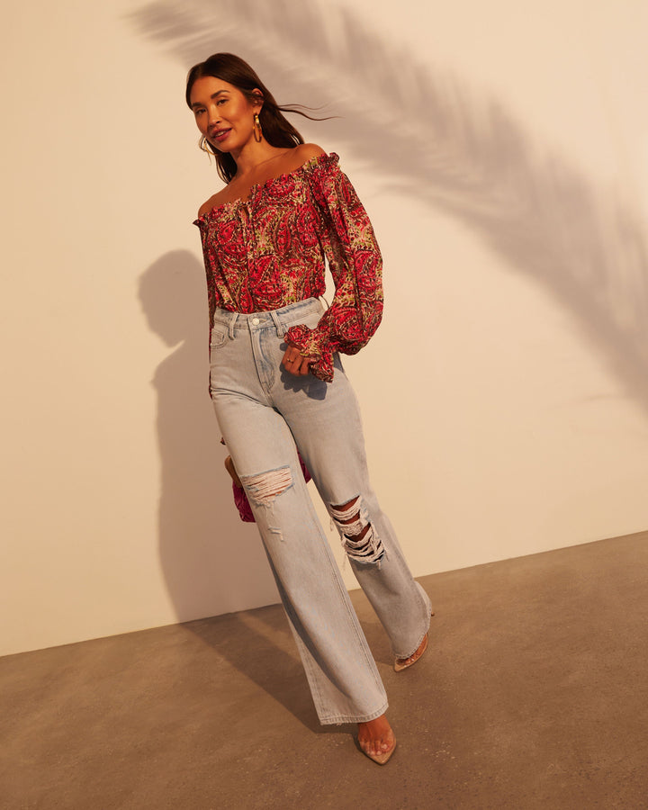 Alycia Yüksek Bel Eskitme Geniş Paça Jean