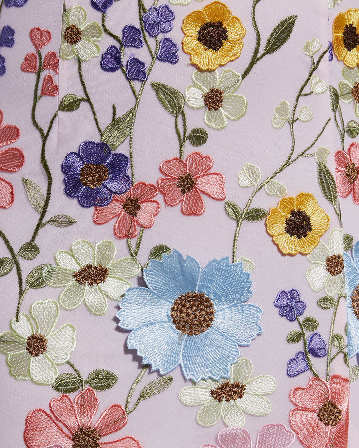 Cassie Straplez Çiçek İşlemeli Midi Elbise