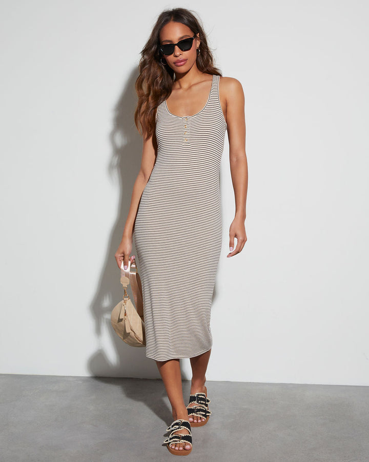 Rylie Çizgili Bodycon Midi Elbise