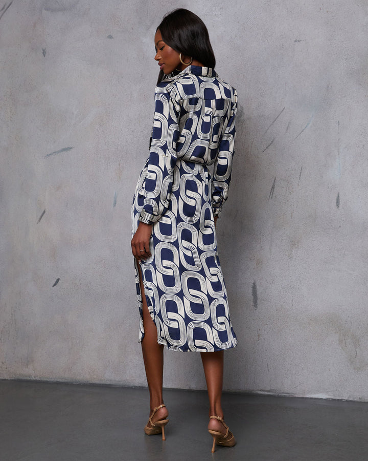 Chantel Belden Bağlamalı Baskılı Midi Elbise