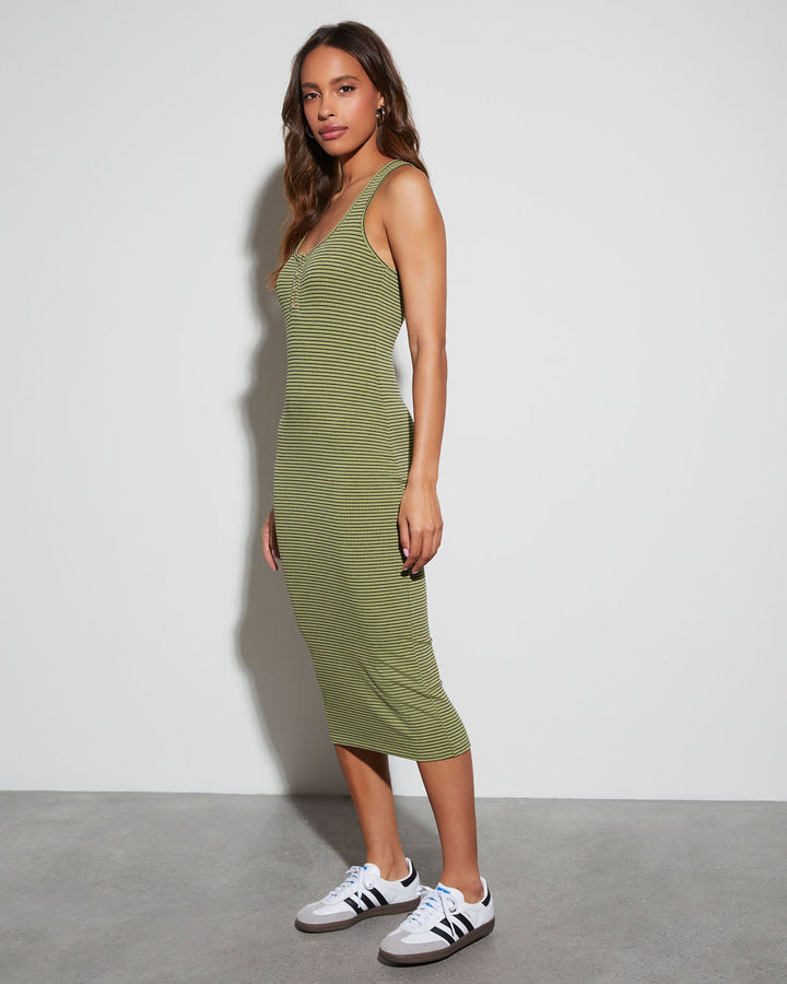 Rylie Çizgili Bodycon Midi Elbise