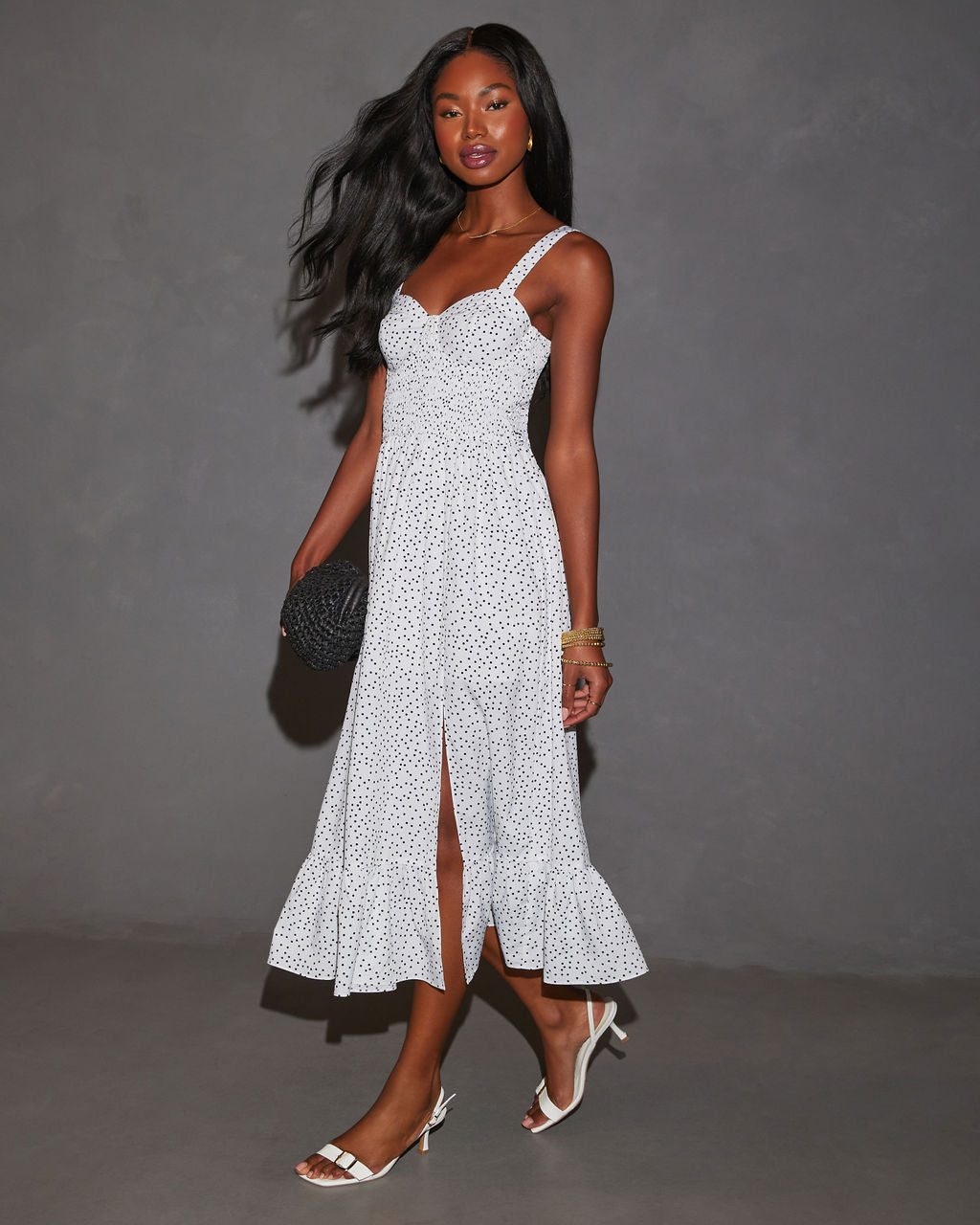 Anamaria Puantiyeli Korse Midi Elbise