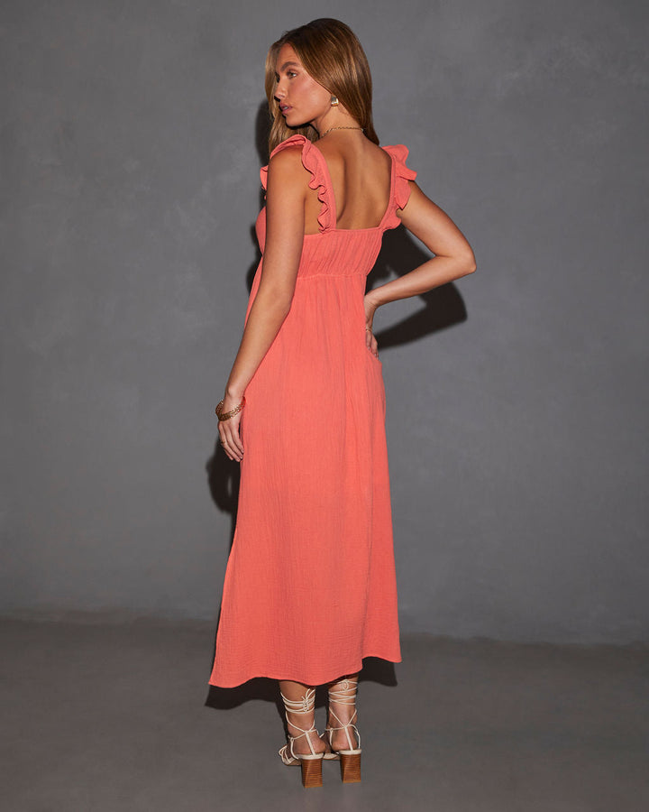 Melia Kolları Volanlı Midi Elbise