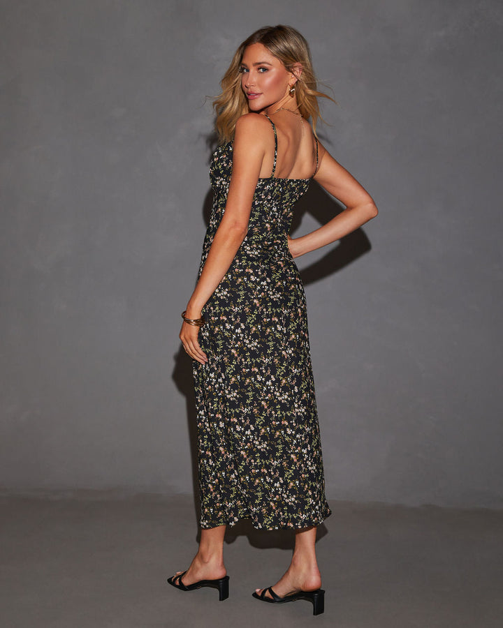 Mabel Ditsy Çiçekli Slip Midi Elbise