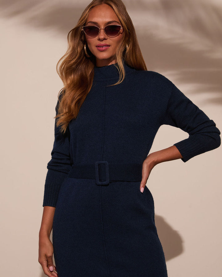 Huntley Mockneck Midi Kazak Elbise