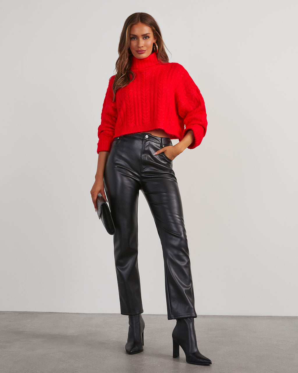 Georgie Cable Knit Turtleneck Pullover Sweater